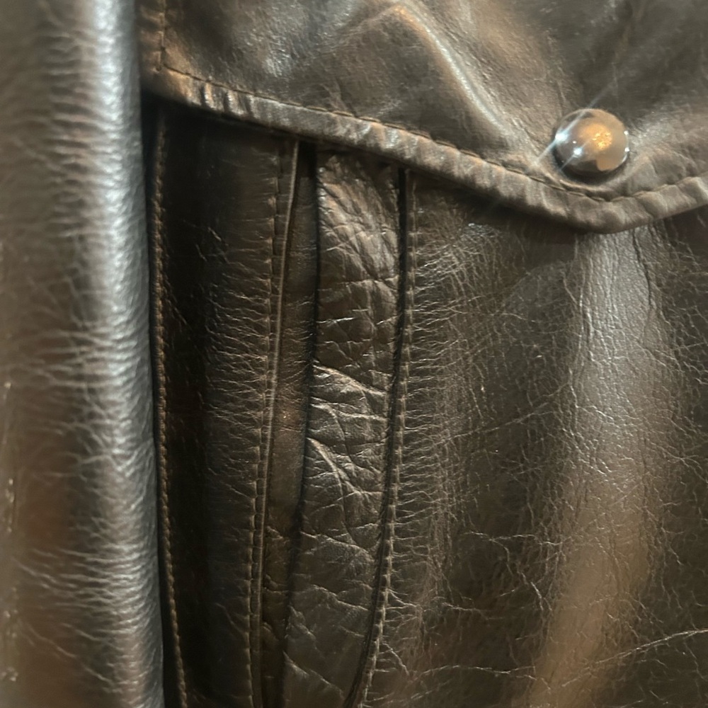 Black Leather Bomber Jacket with Fur Collar - Picture 2 of 11
